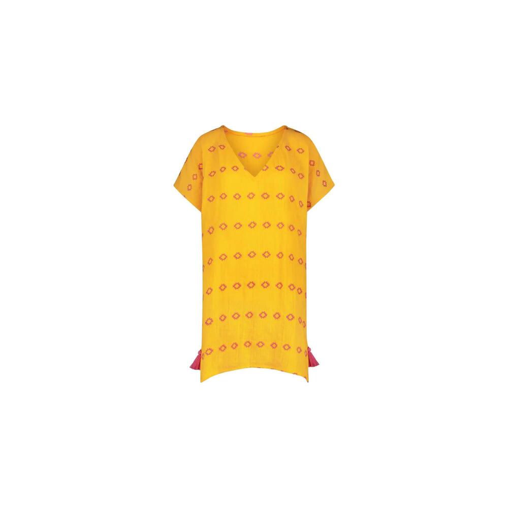 NEW MER ST. BARTH women's capucine mini caftan dress in marigold